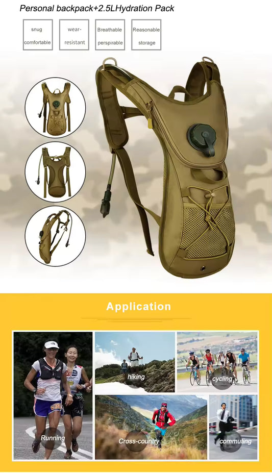 VELURA 2.5L Hydration Pack Water Bag Pouch Backpack Bladder Hiking Cycling Black|1 x Bridge Pin Puller|Hydration Packs| Outdoor Sports