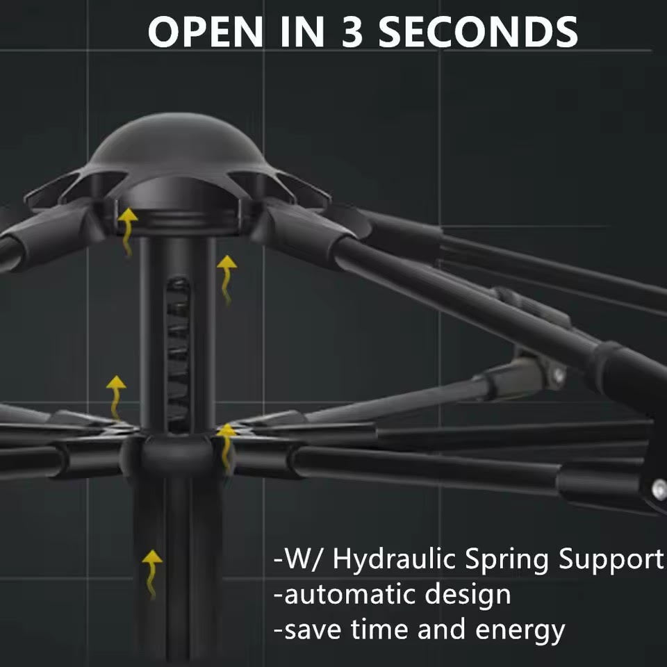 Black mechanical device with hydraulic spring support