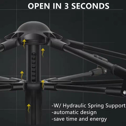 Black mechanical device with hydraulic spring support